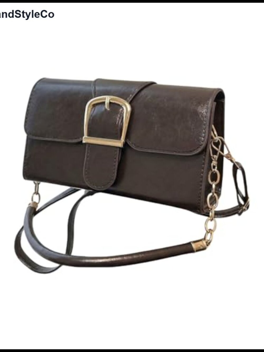 Faux Leather Shoulder Handbag Top Handle Underarm Bag with Buckle